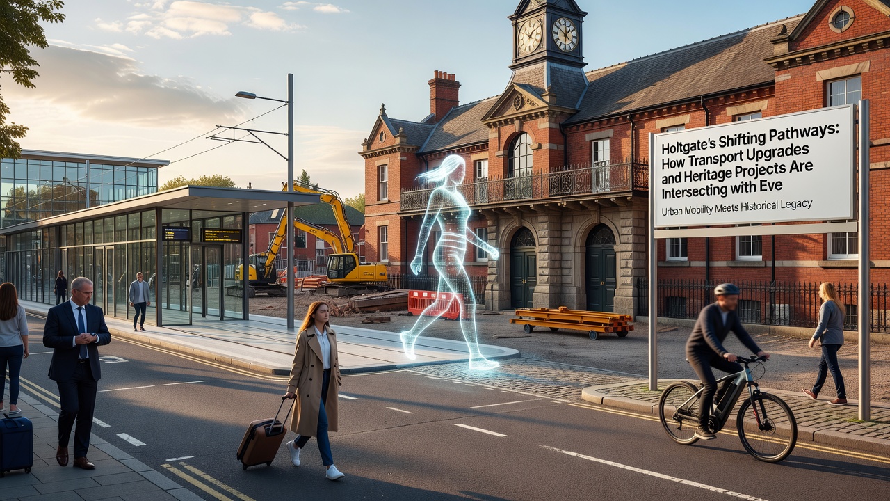 Residents using upgraded cycle paths next to restored heritage mill buildings in Holtgate